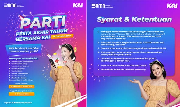 Semarakkan Akhir Tahun, KAI Bagi-Bagi Hadiah Voucher dan Merchandise